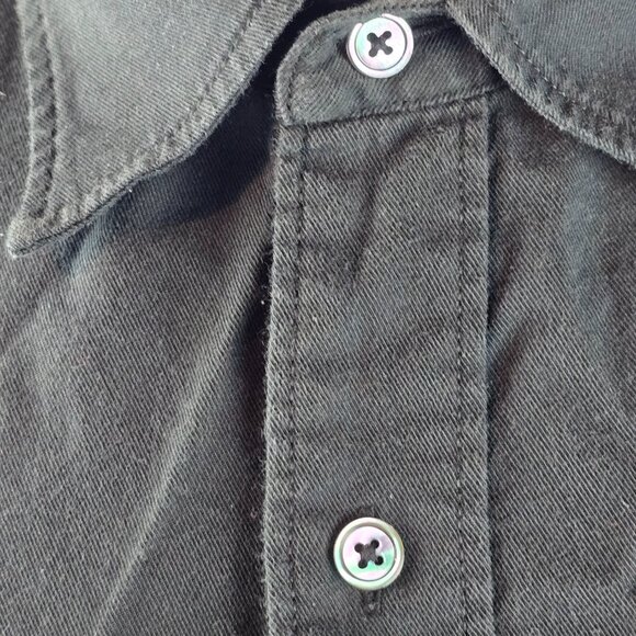 Buck Mason Shirt Mens Medium Black Button Up Long Sleeve Pocket Rayon Casual - Picture 3 of 12